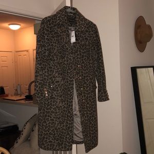 GUESS NWT leopard long car coat